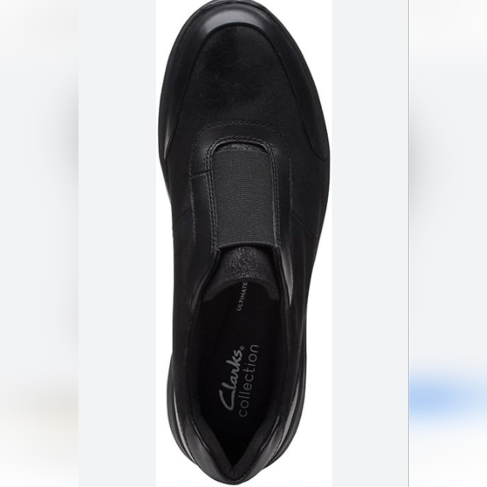 clarks comfort leather slip on loafers  size 7.5M black - Picture 2 of 7